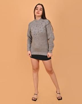 women embellished pullover with full sleeves