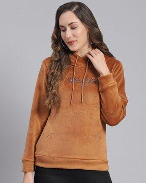 women embellished regular fit hoodie