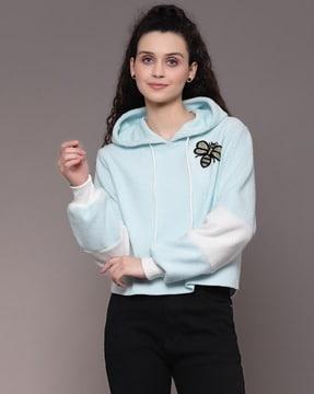 women embellished regular fit hoodie