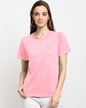 women embellished regular fit round-neck t-shirt