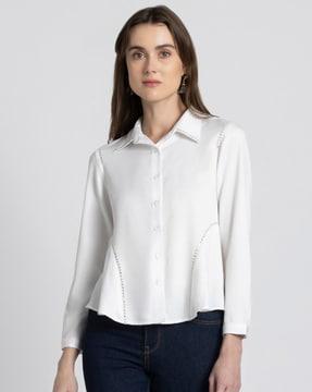 women embellished regular fit shirt