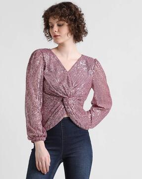 women embellished regular fit top