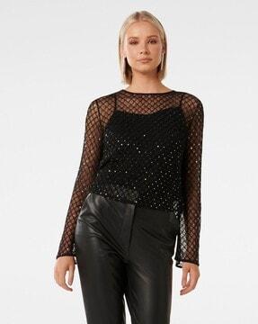 women embellished regular fit top