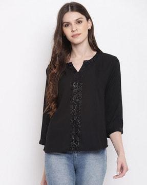 women embellished regular fit top