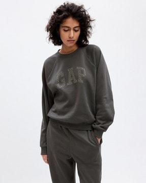 women embellished relaxed fit crew-neck sweatshirt