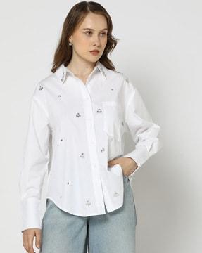 women embellished relaxed fit shirt