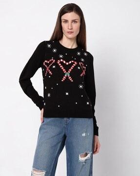 women embellished round-neck pullover