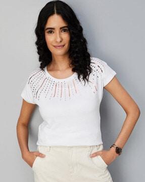 women embellished round-neck t-shirt