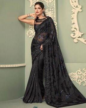 women embellished saree with blouse piece