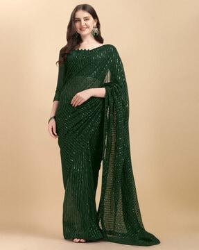 women embellished saree with blouse piece