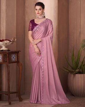 women embellished saree with blouse piece