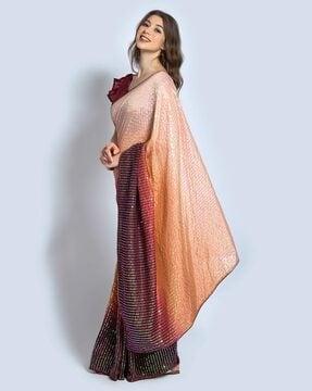 women embellished saree with blouse piece