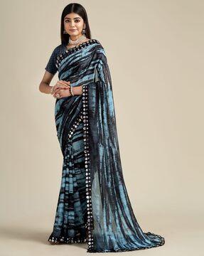 women embellished saree with contrast border