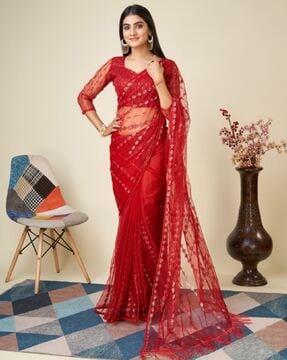 women embellished saree with contrast border