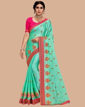 women embellished saree with contrast border