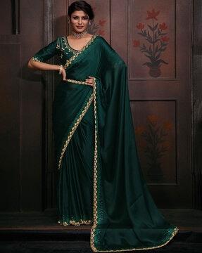 women embellished saree with contrast border