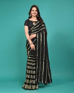 women embellished saree with contrast border