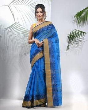 women embellished saree with contrast border