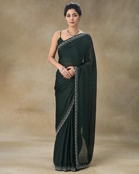 women embellished saree with contrast border