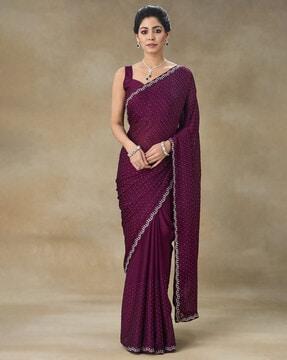 women embellished saree with contrast border