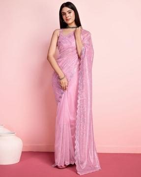 women embellished saree with cut-out border