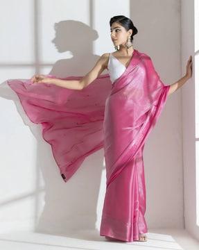 women embellished saree with folded border