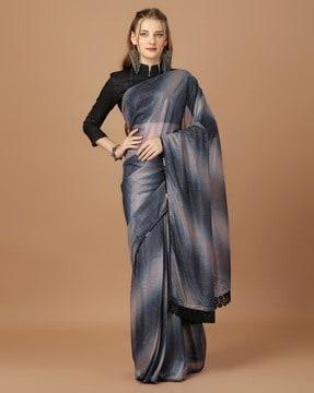 women embellished saree with lace border