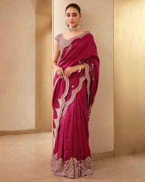 women embellished saree with scallop border