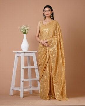 women embellished saree with sequin accent