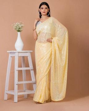 women embellished saree with sequin accent