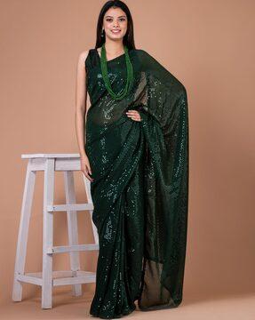 women embellished saree with sequin accent