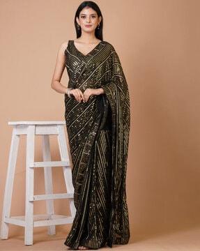 women embellished saree with sequin accent