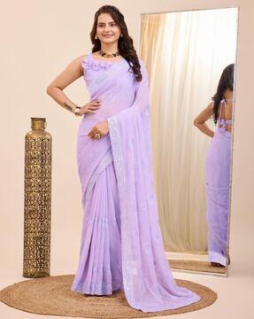 women embellished saree with sequin accent