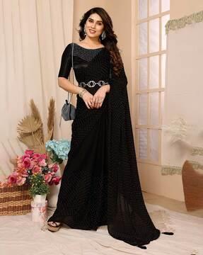 women embellished saree with tassels