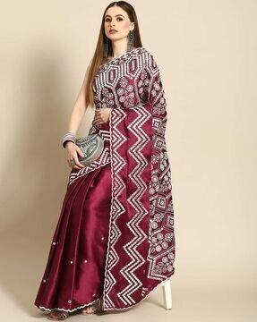 women embellished satin saree