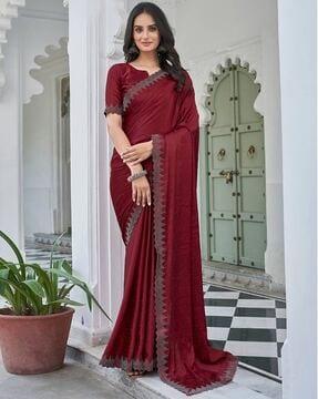 women embellished satin saree