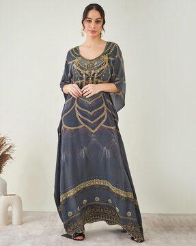 women embellished scoop-neck kaftan