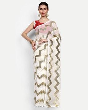 women embellished semi-sheer georgette saree