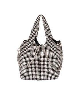 women embellished shoulder bag with detachable strap