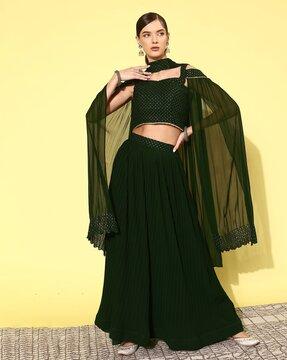 women embellished skirt with choli & dupatta