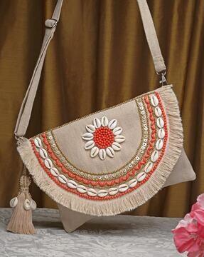 women embellished sling bag with detachable strap
