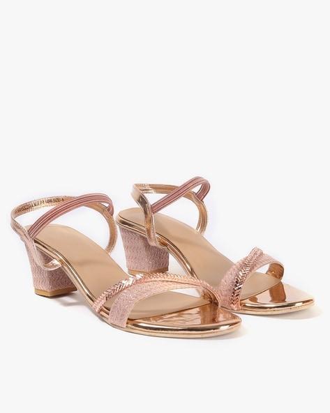 women embellished slingback chunky heeled sandals