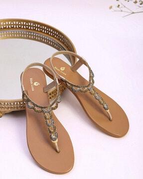 women embellished slingback sandals