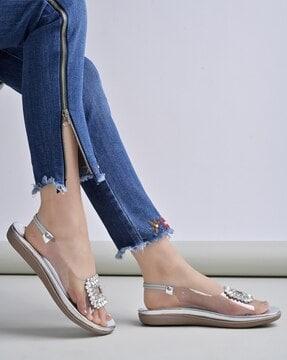 women embellished slingback sandals