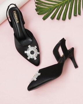 women embellished slingback stiletto-heeled sandals