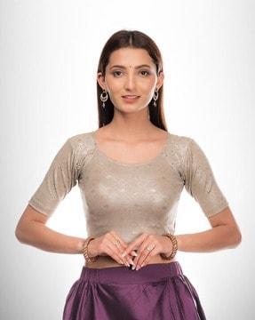 women embellished slip-on blouse with round neck