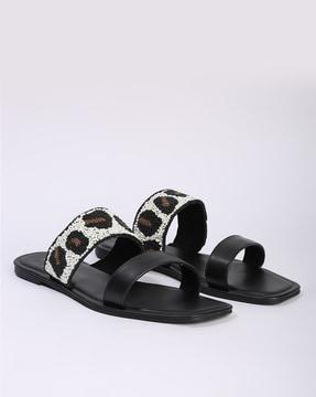 women embellished slip-on flat sandals