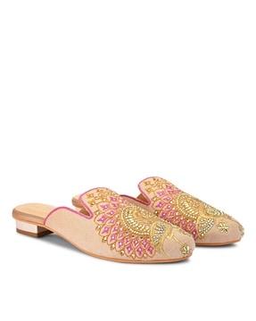 women embellished slip-on flat sandals