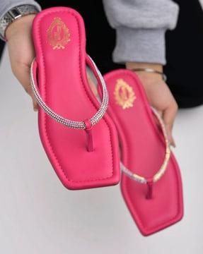 women embellished slip-on flat sandals