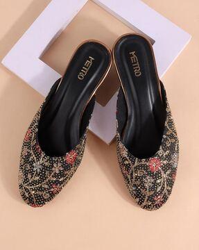 women embellished slip-on mules